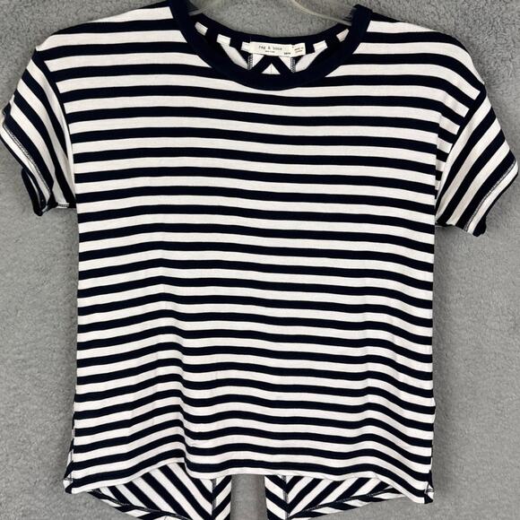 Rag & Bone Women’s Open Back Striped Tee Blue White Size XS Designer Nautical - Picture 4 of 9